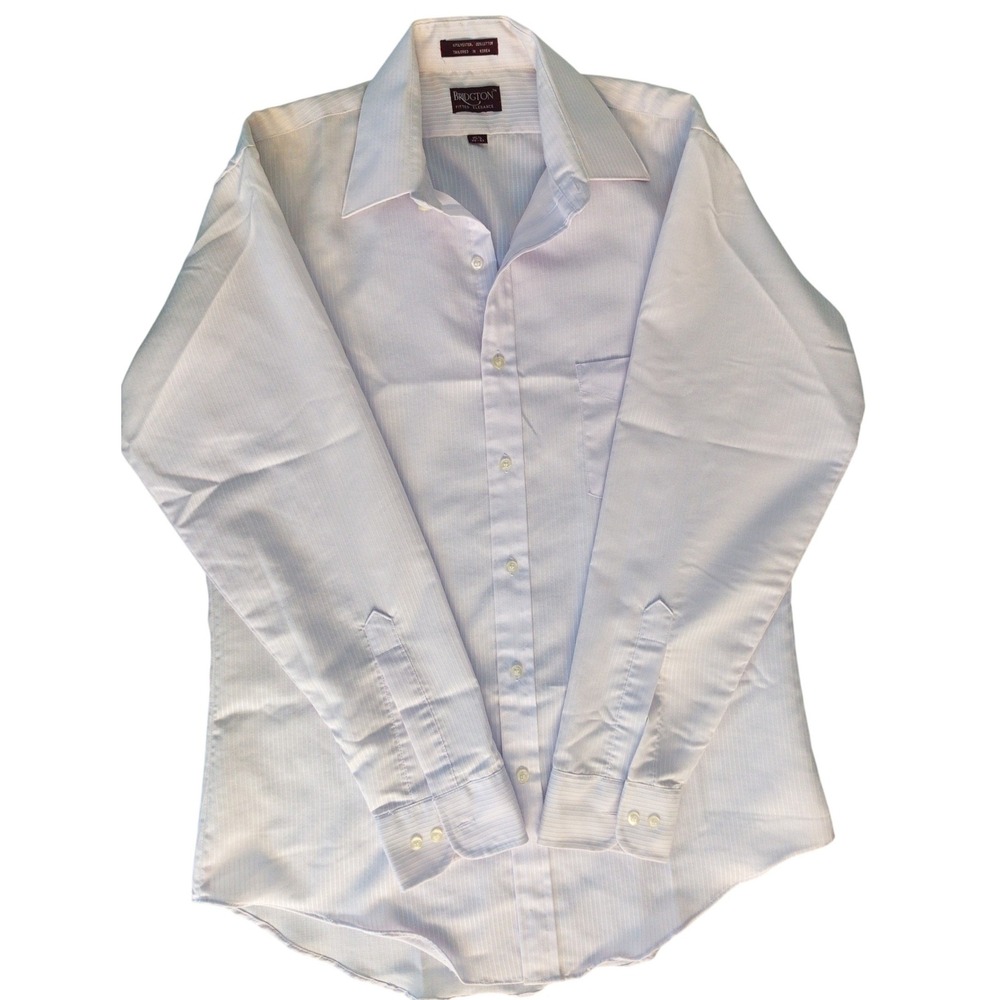 Vtg Bridgton Fitted Elegance Mens Lavender Pinstripe Dress Shirt 15.5 32-33.A126